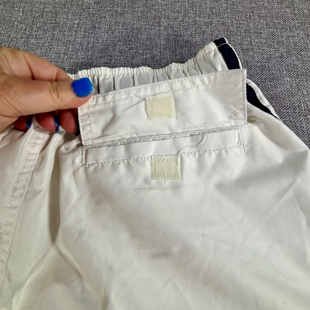 U.S. Polo Assn. Mens Cargo Swim Trunks Small White Navy Y2K Preppy Board Shorts